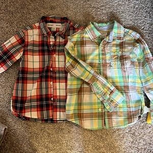 Plaid button up long sleeve boys shirts